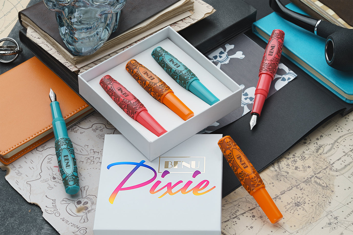 BENU Pixie - Jolly Roger Antique Set (x3 Fountain Pens)