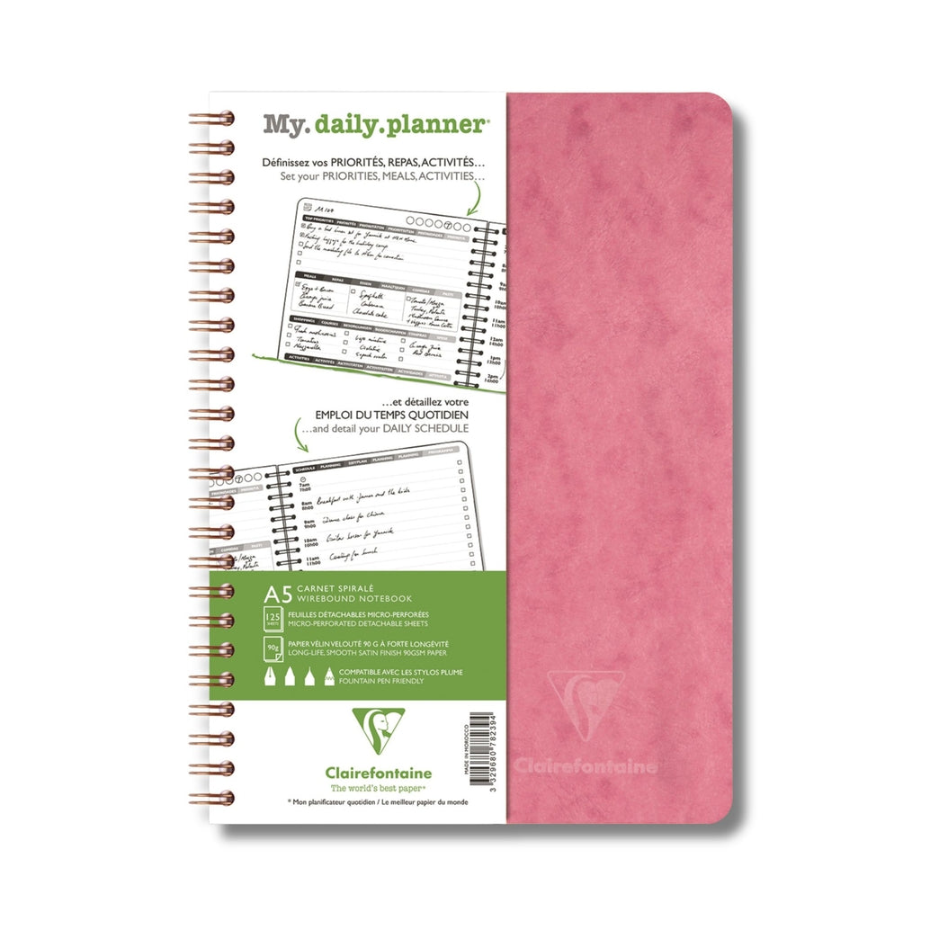 Clairefontaine Undated Daily Planner (A5) - Rose cover