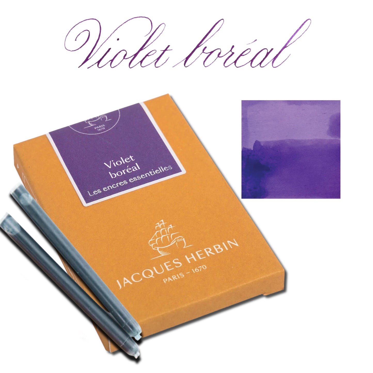 Jacques Herbin - Violet Boréal (Ink Cartridges)