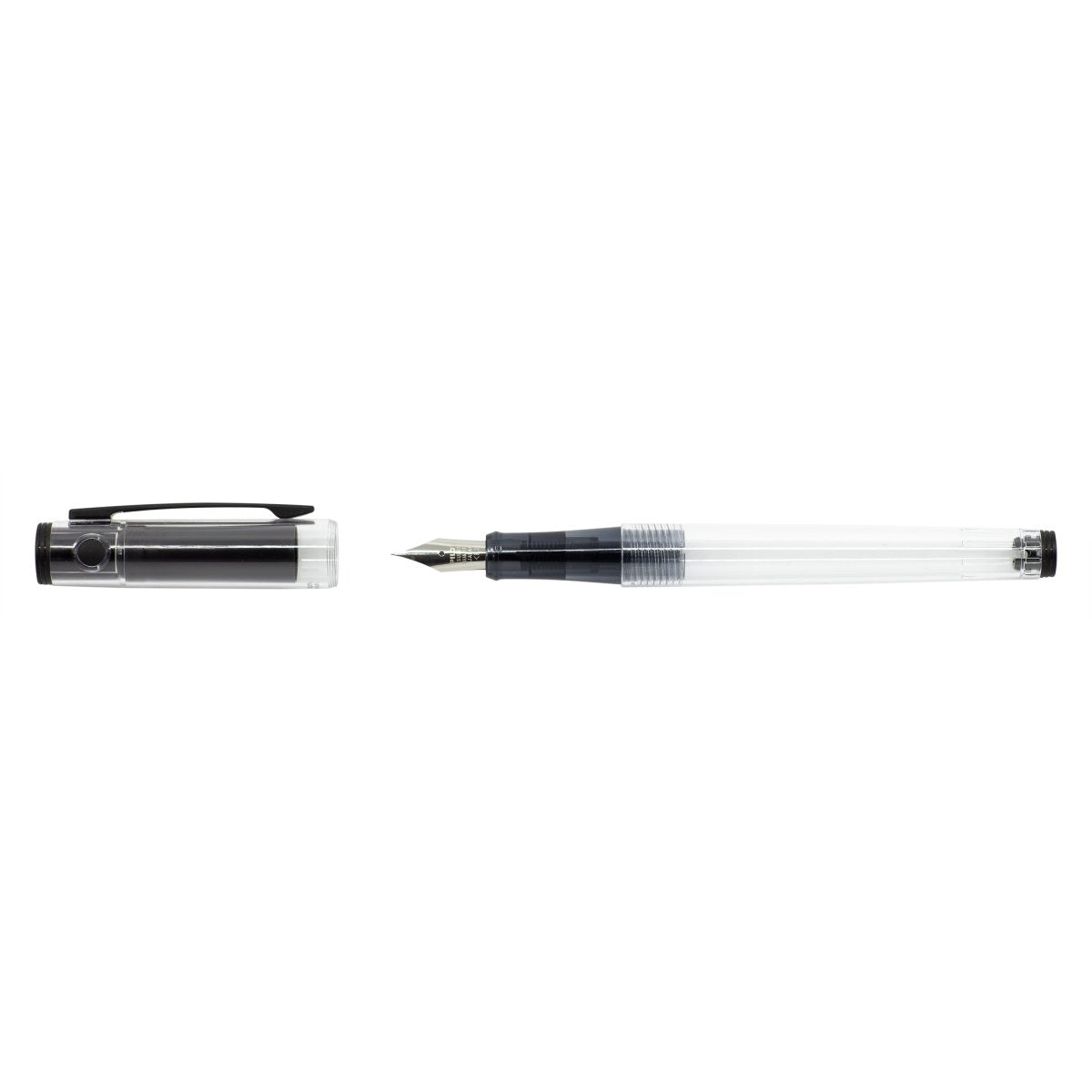 Pilot Explorer Fountain Pen - Clear — uncapped, side view