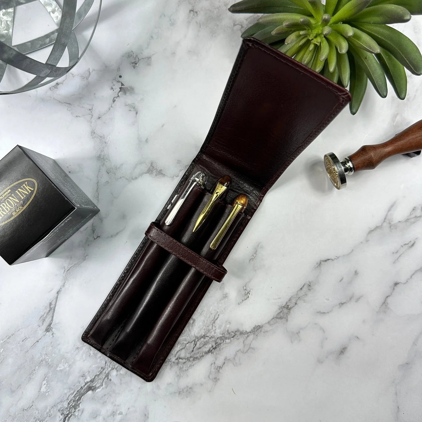 Girologio Leather 3-pen Case (Oxblood)