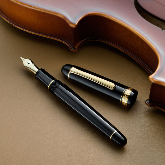 Platinum #3776 Fountain Pen - Black & Gold Trim
