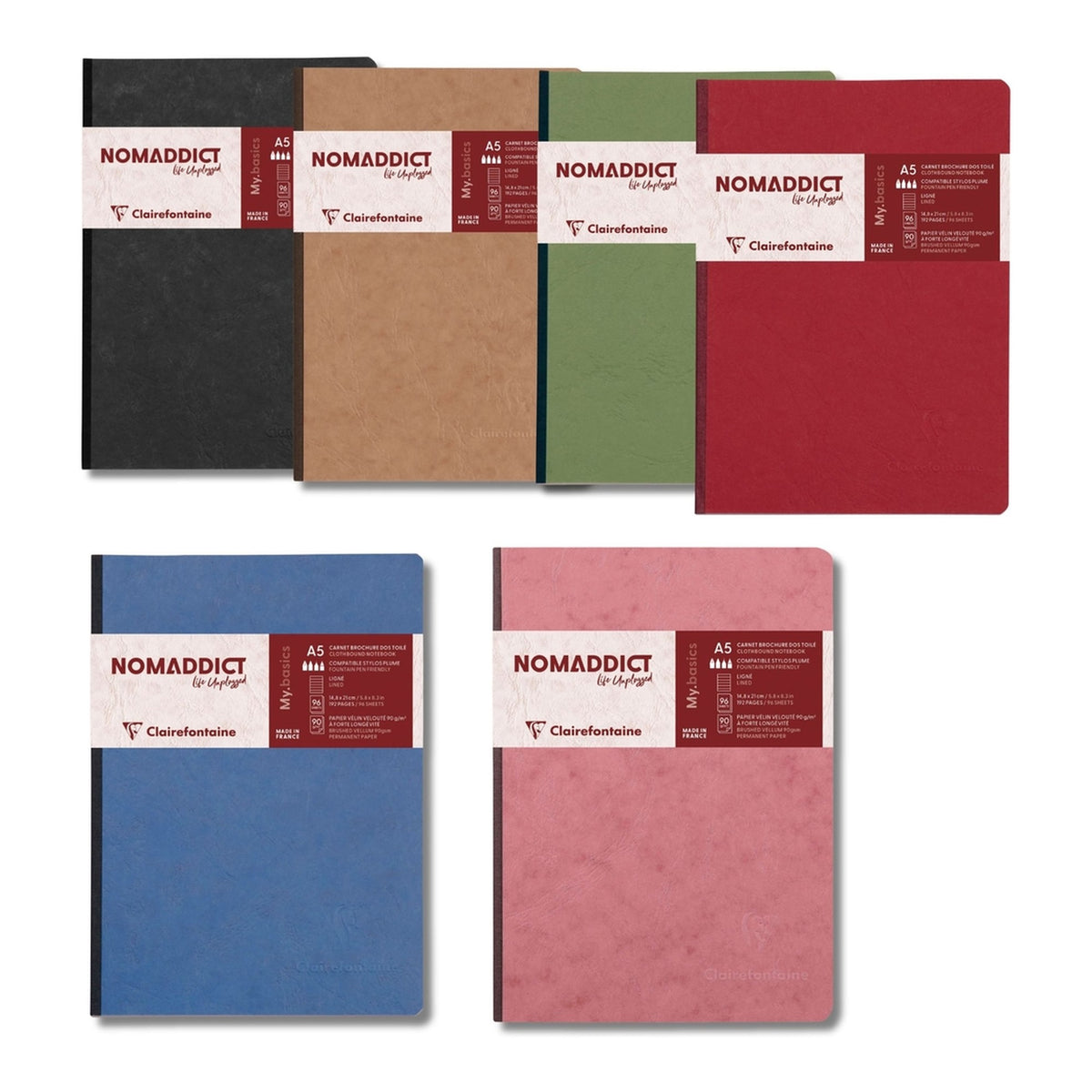 Clairefontaine Clothbound Notebook with Elastic Closure (A5, Lined)