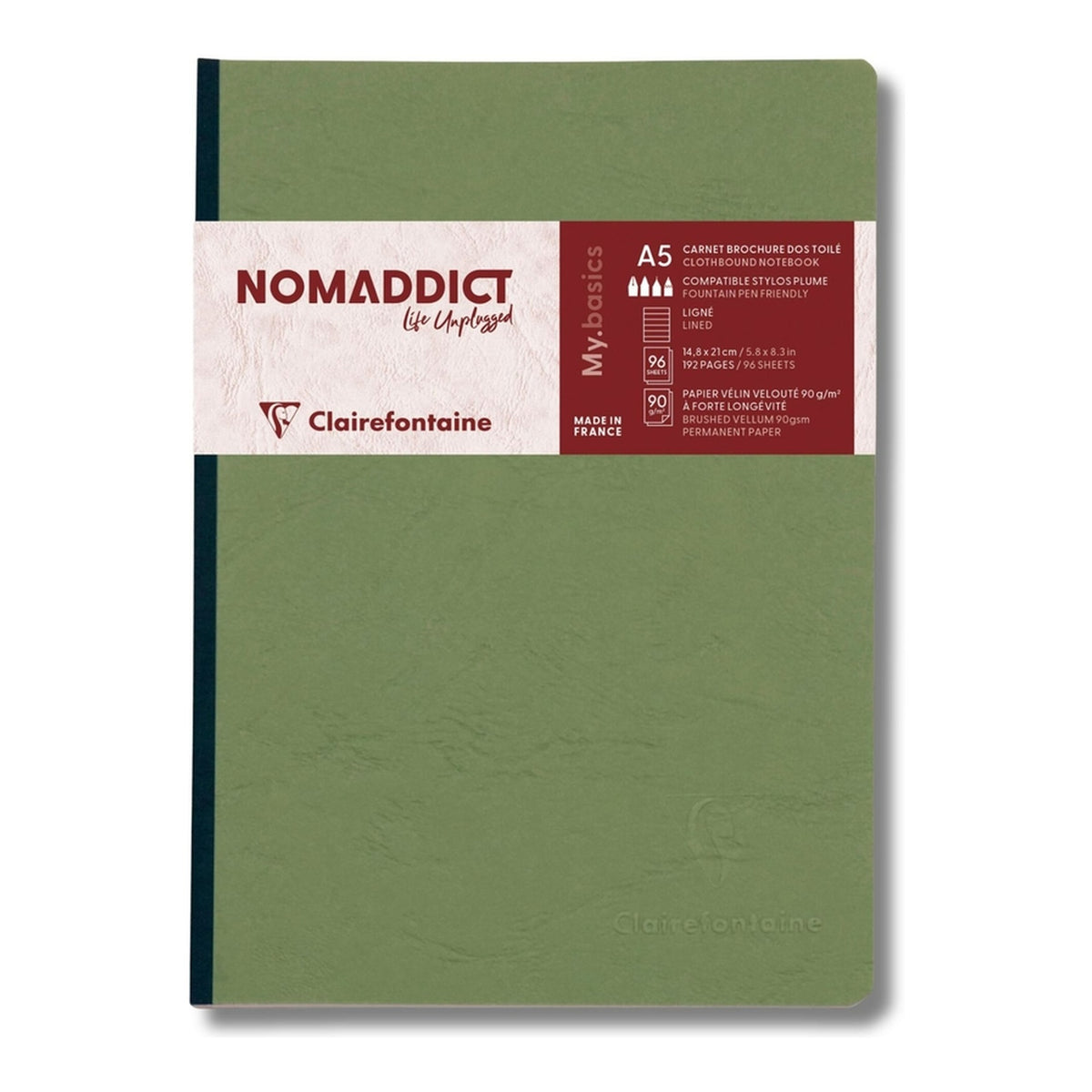 Clairefontaine Clothbound Notebook with Elastic Closure (A5, Lined)