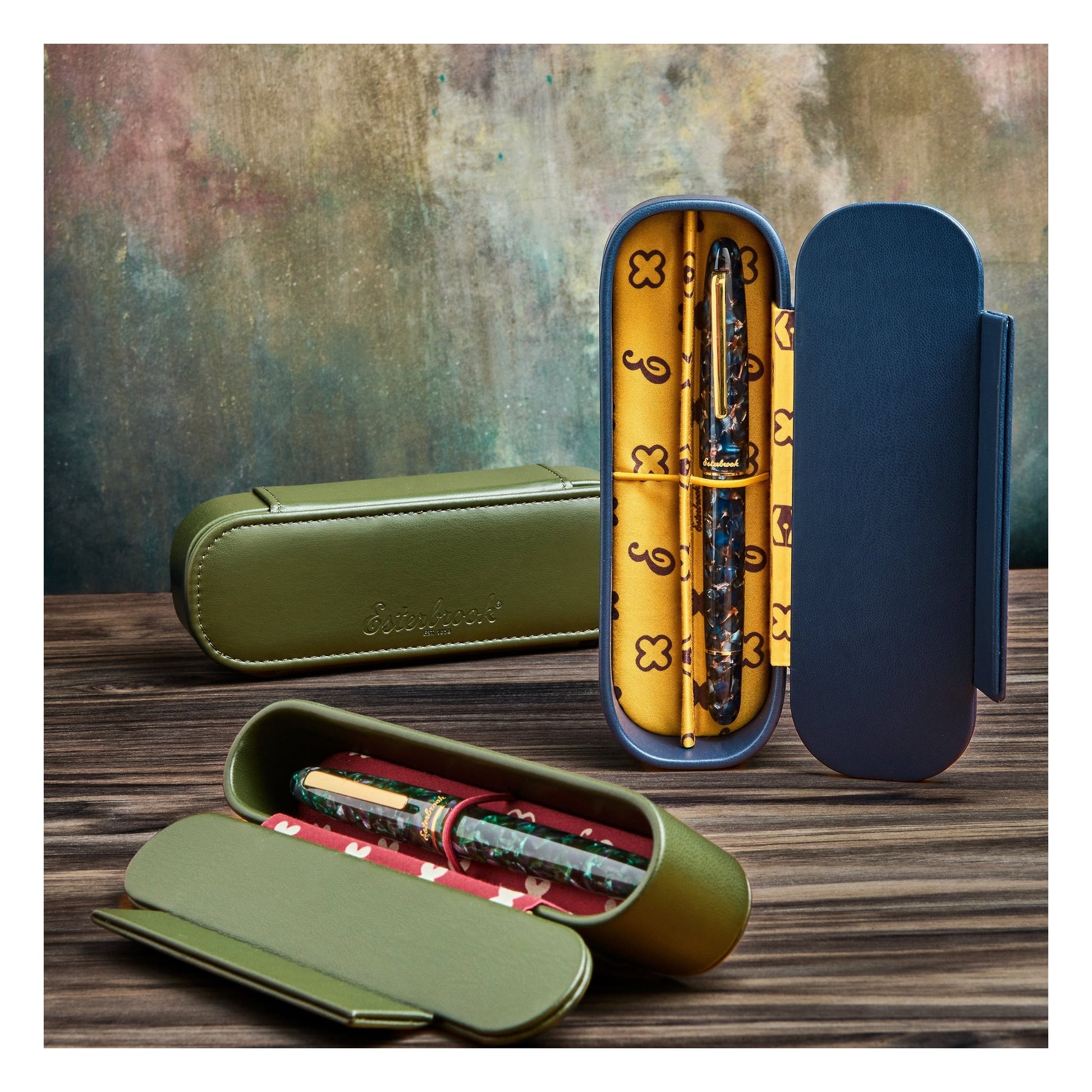 Esterbrook Nook Pen Case - Blue Dandelion & Moss Green