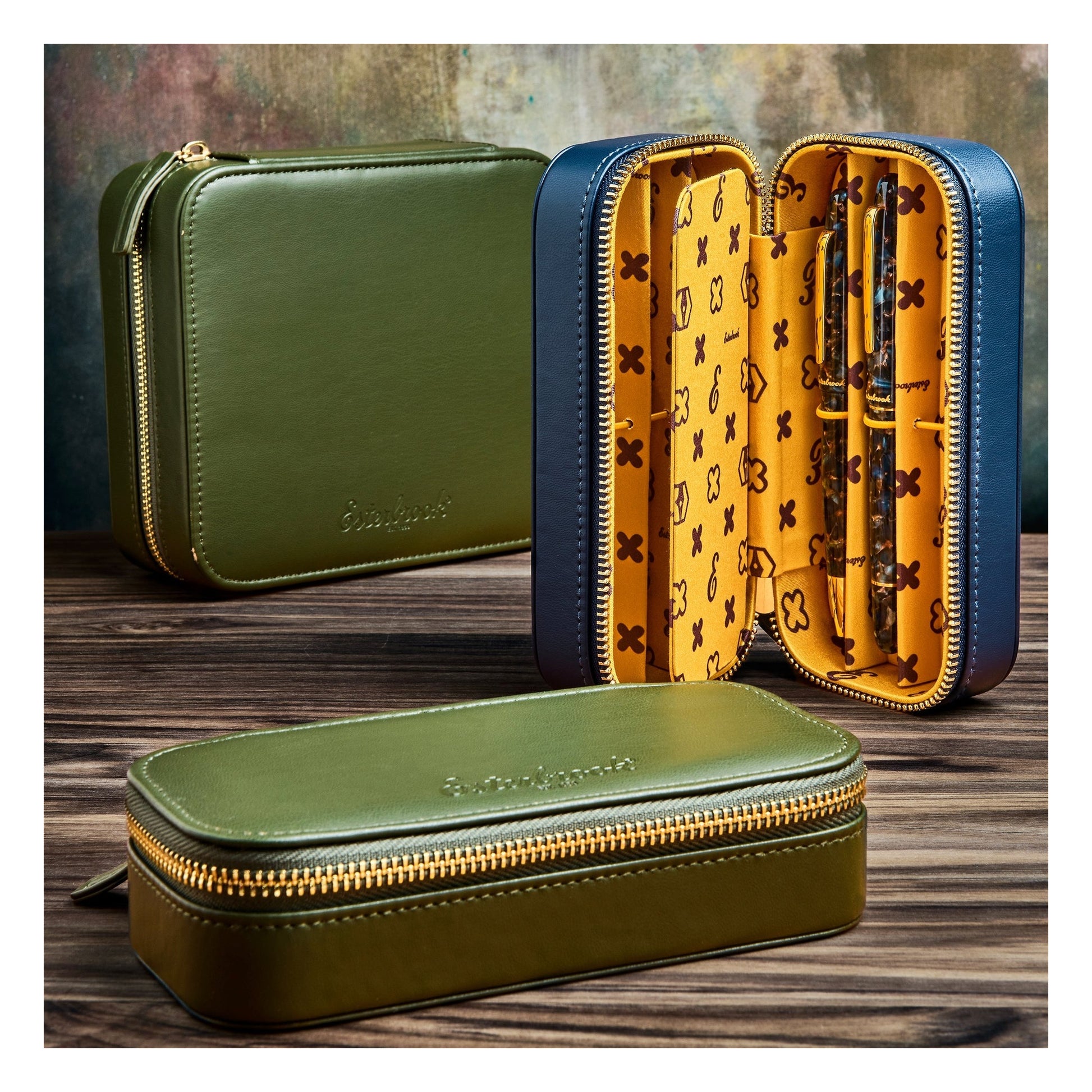 Esterbrook Nook Pen Case - Blue Dandelion & Moss Green