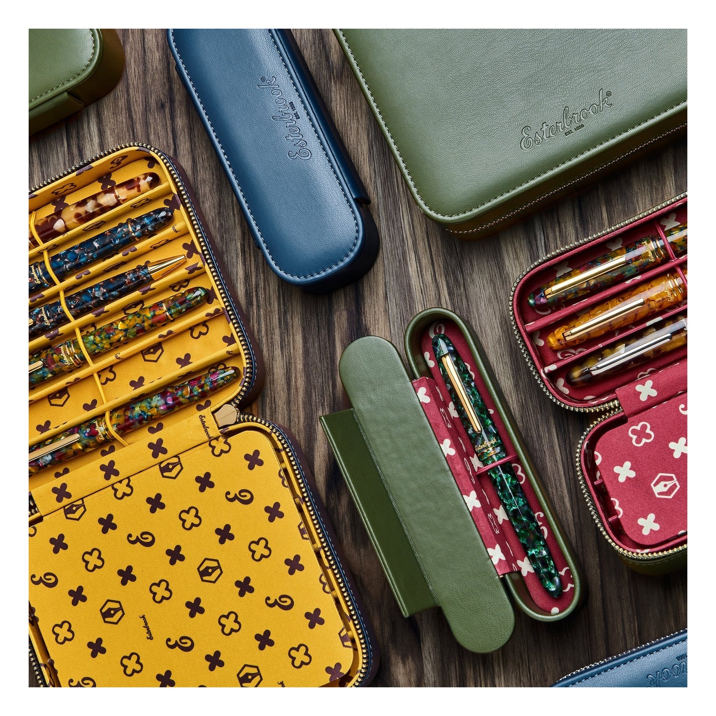 Esterbrook Nook Pen Case - Blue Dandelion & Moss Green
