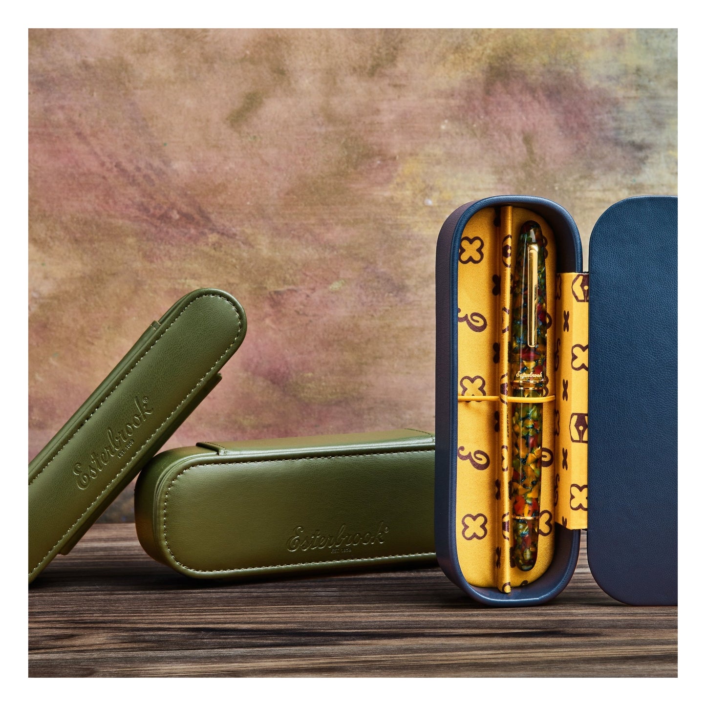 Esterbrook Nook Pen Case - Blue Dandelion & Moss Green