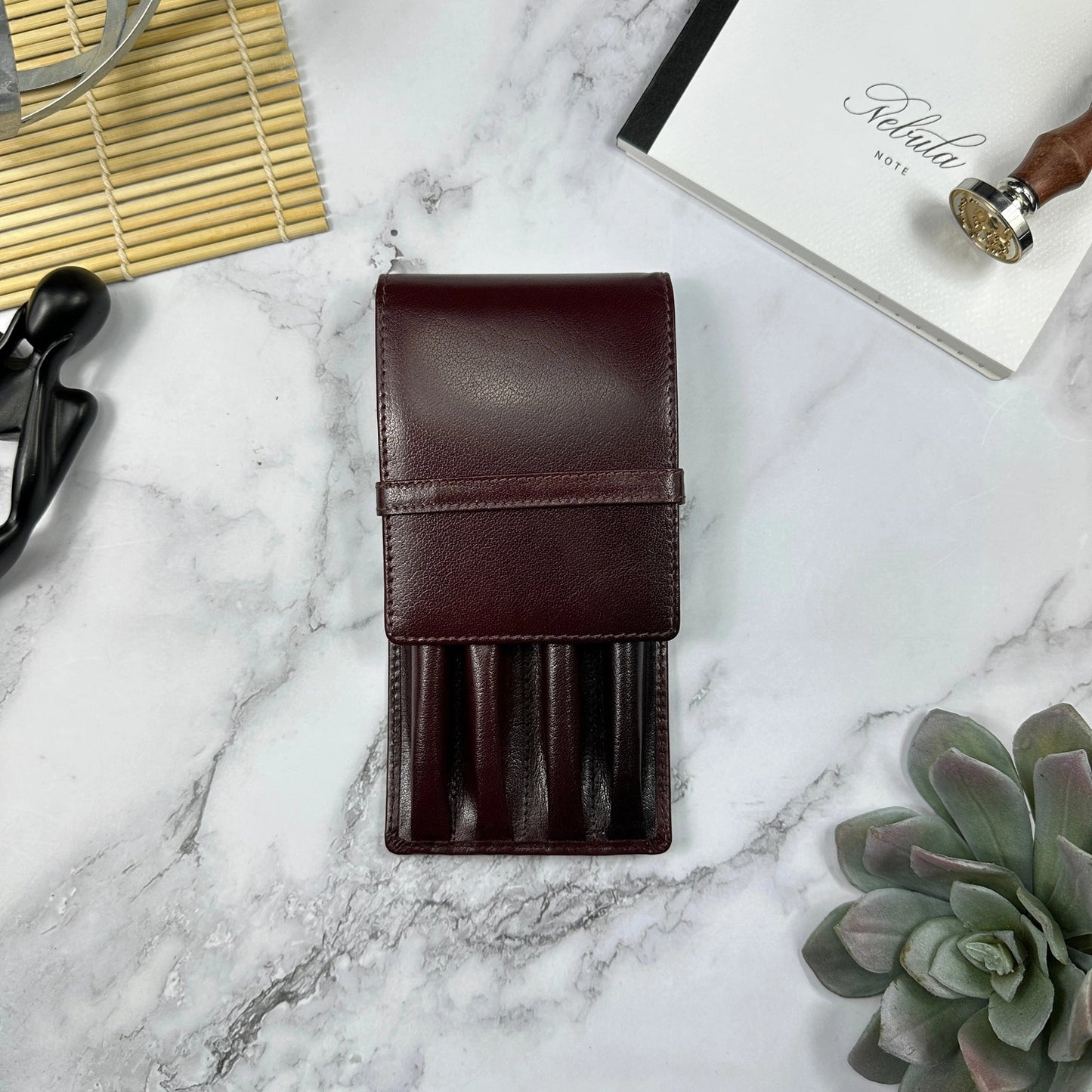 Girologio Leather 4-pen Case (Oxblood)