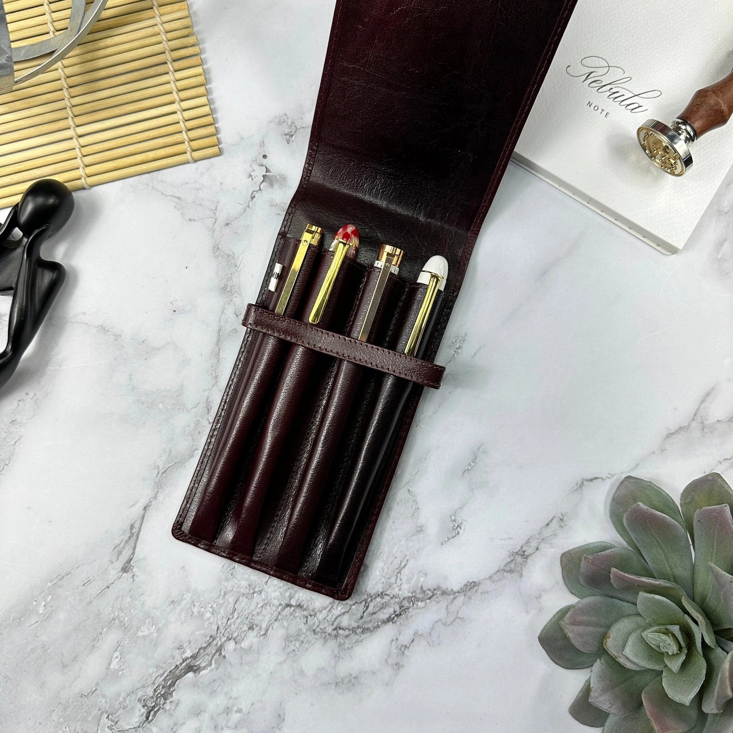 Girologio Leather 4-pen Case (Oxblood)