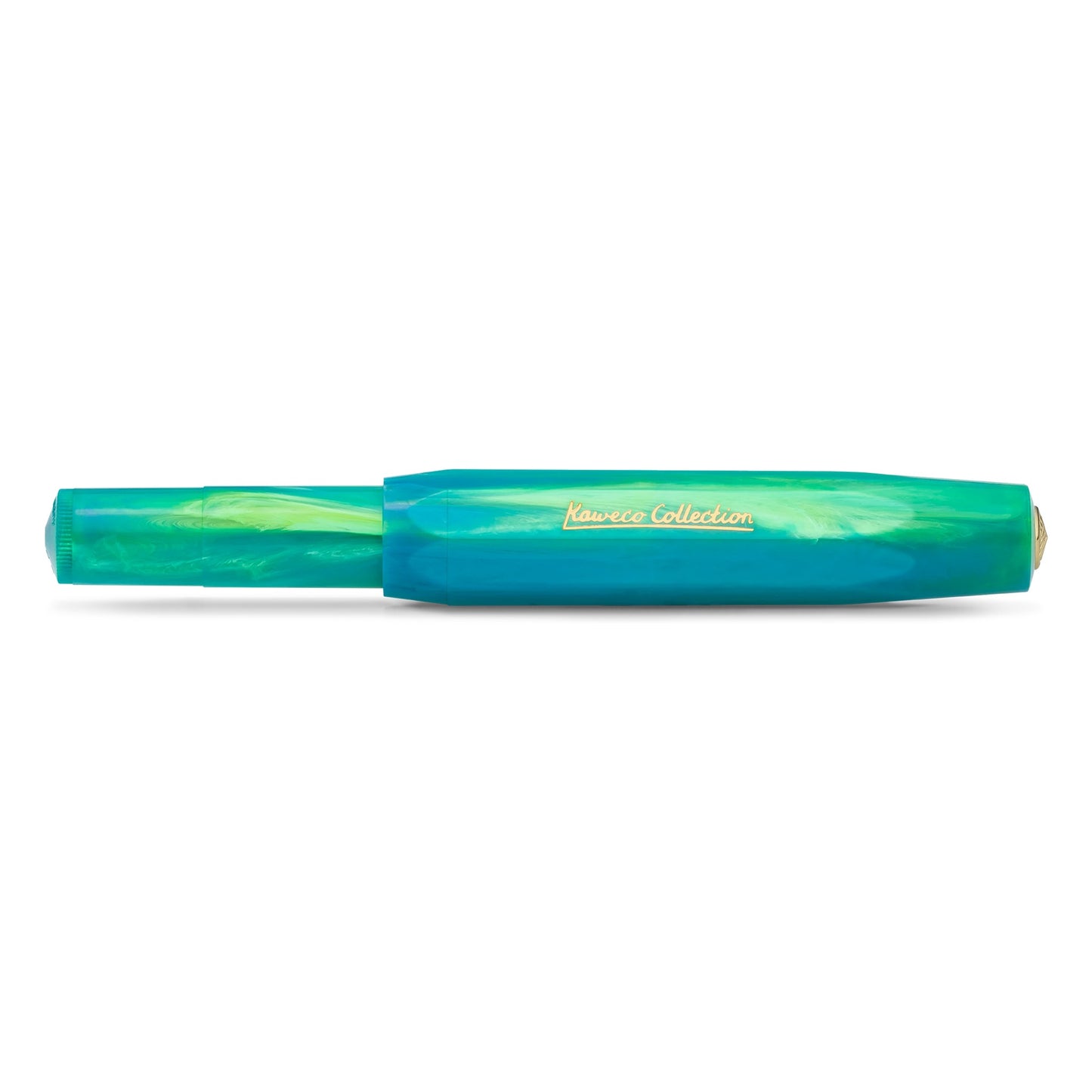 Kaweco Collection Sport Marble Ocean fountain pen closed, showing the blue, green, and turquoise marbling