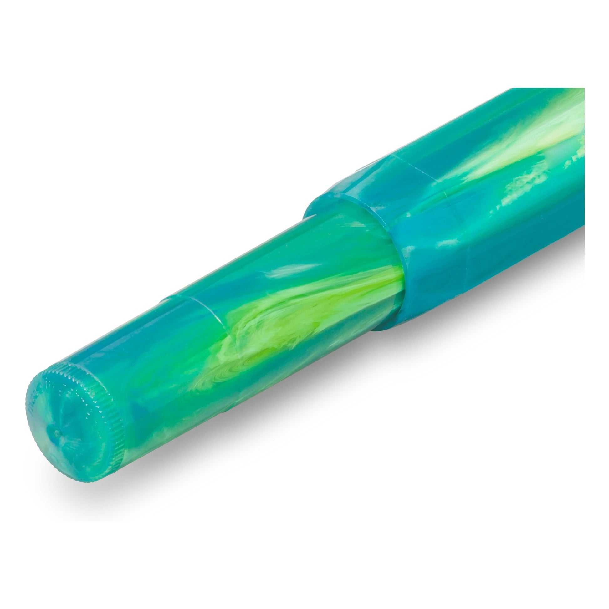 Close-up of the unique blue and green marbling on the Kaweco Collection Sport Marble Ocean fountain pen