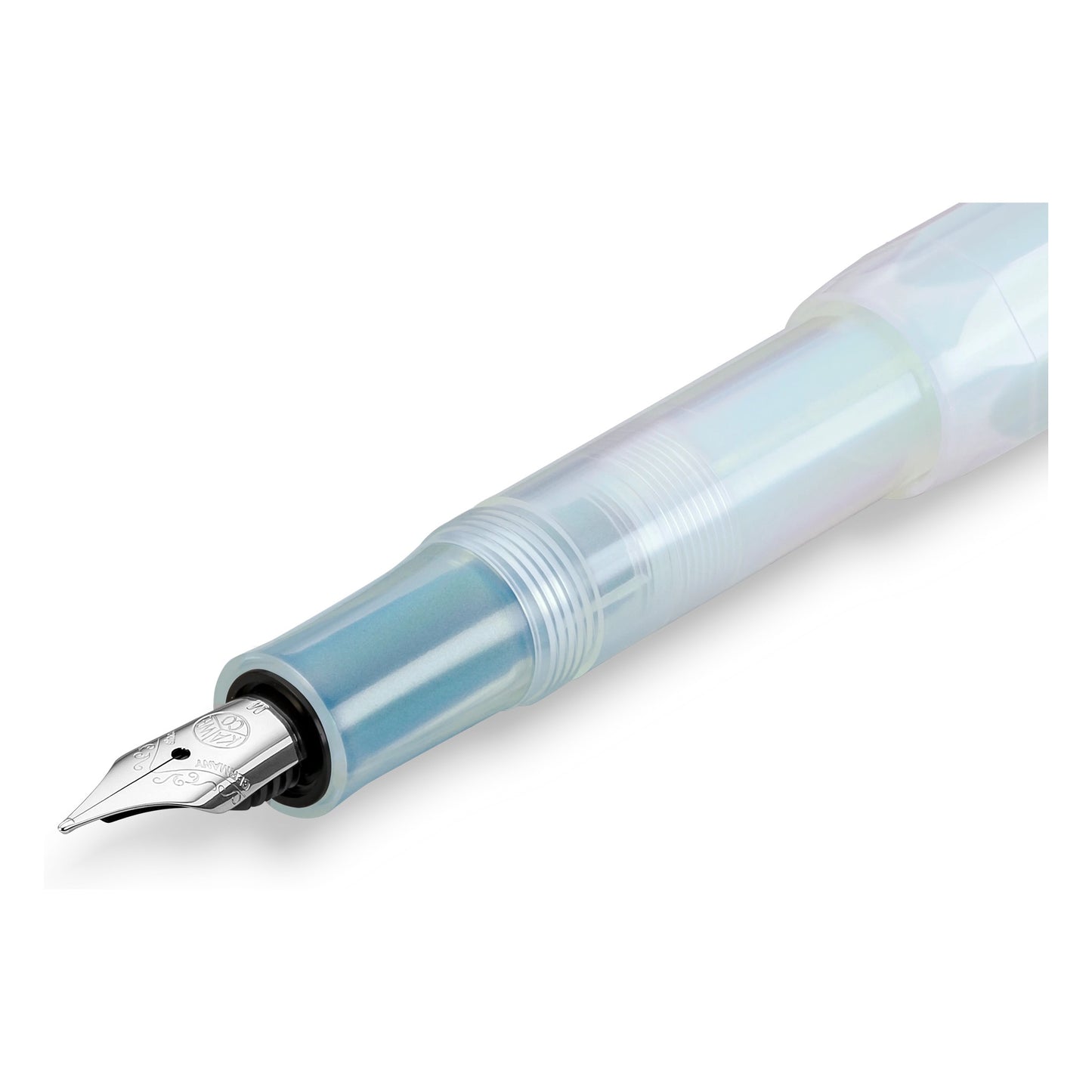 Kaweco Lunar Sport Light Blue fountain pen with silver nib and iridescent blue grip section