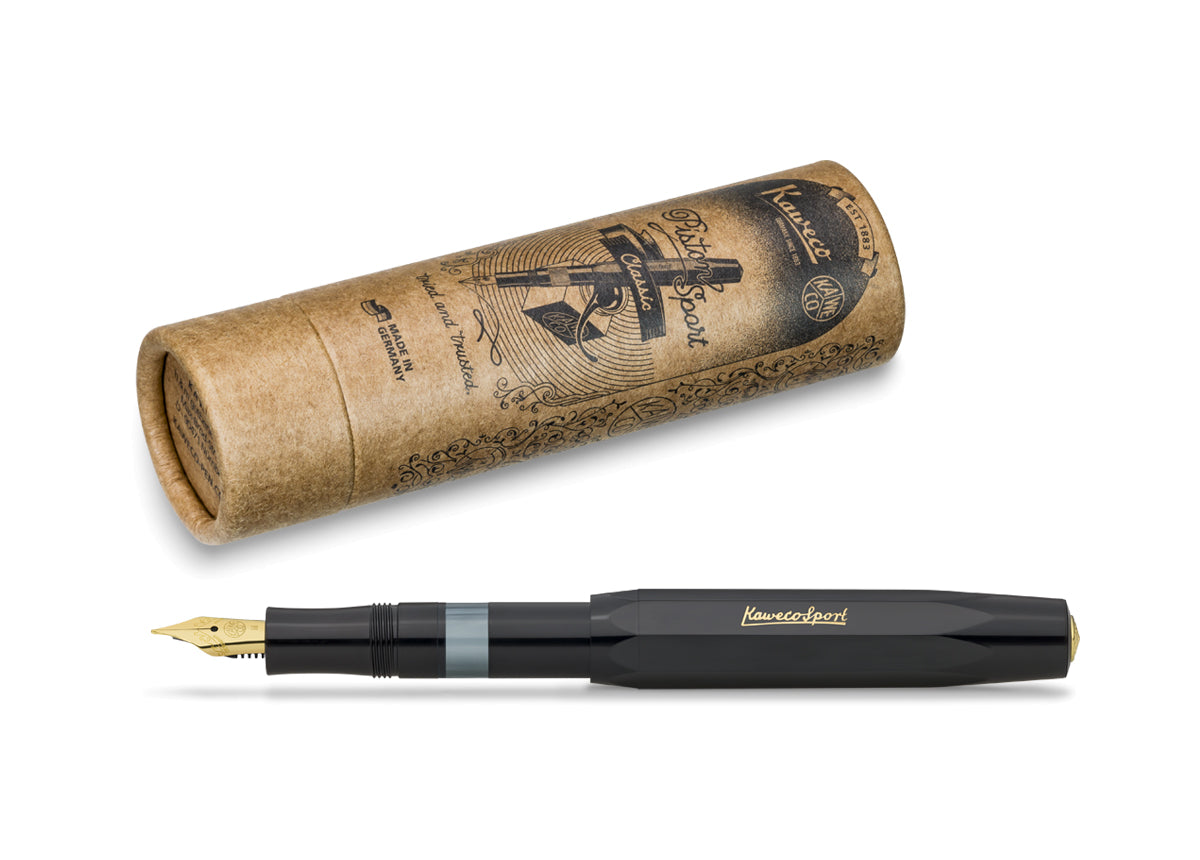 Kaweco Piston Sport Fountain Pen - Black/Gold