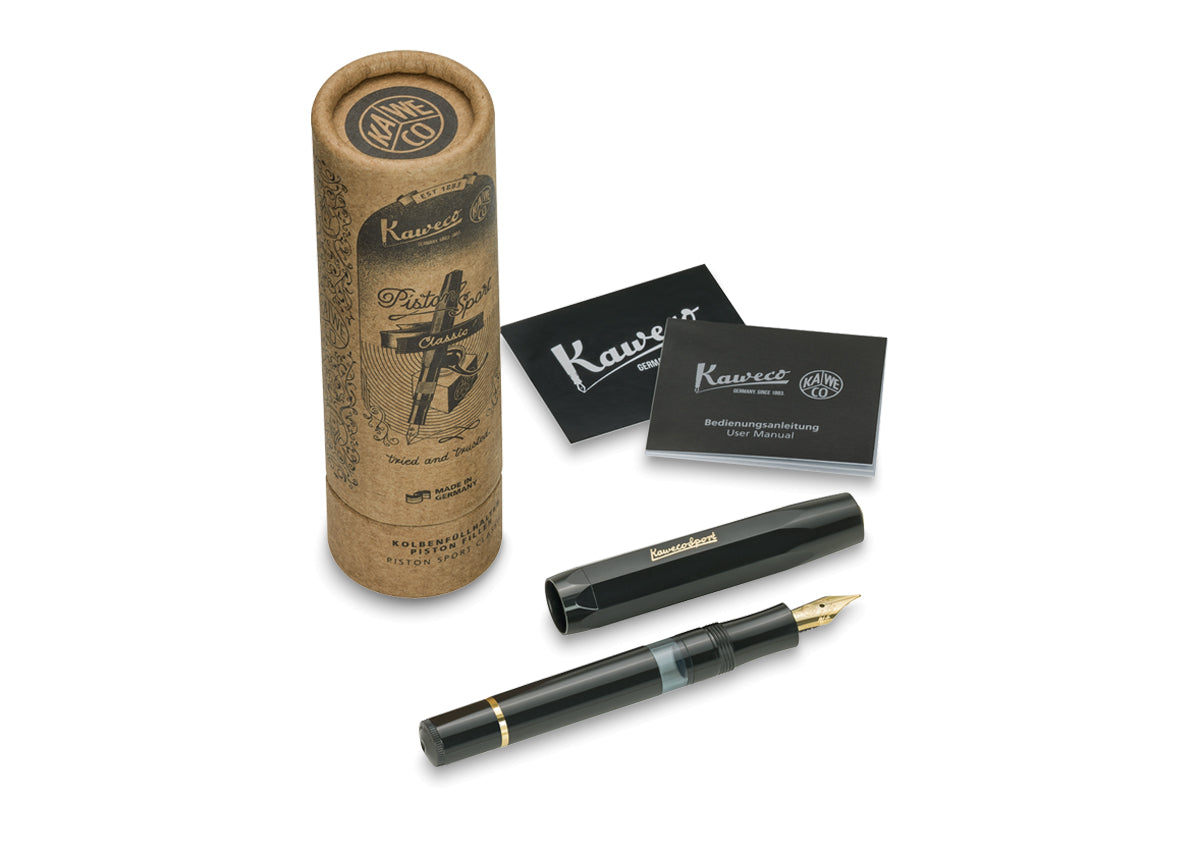 Kaweco Piston Sport Fountain Pen - Black/Gold