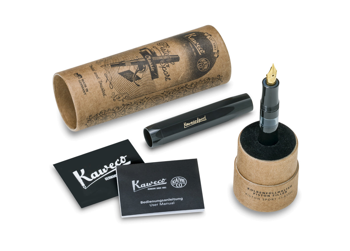 Kaweco Piston Sport Fountain Pen - Black/Gold