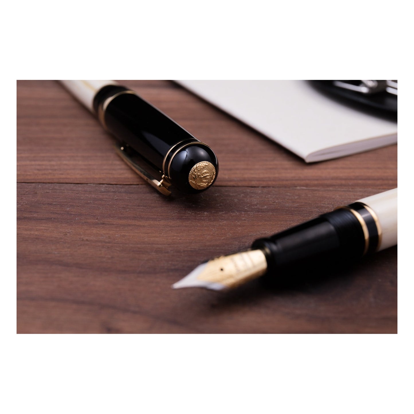 Laban 325 Cambridge cap medallion and nib detail