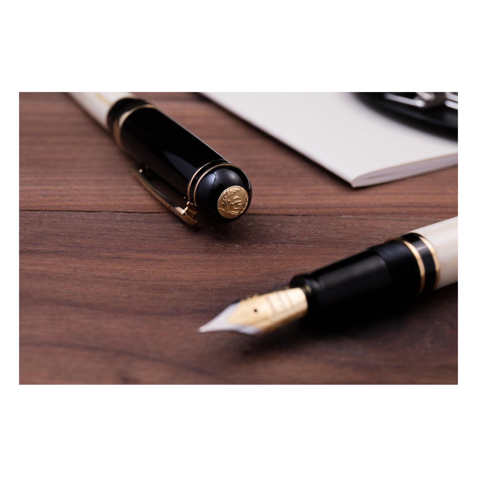 Laban 325 Cambridge cap medallion and nib detail