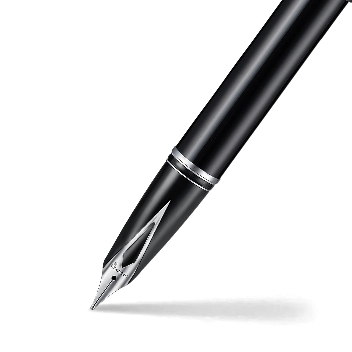 Sheaffer Legacy 9064 Glossy Black Inlaid Nib Fountain Pen with Chrome-Plated Trim