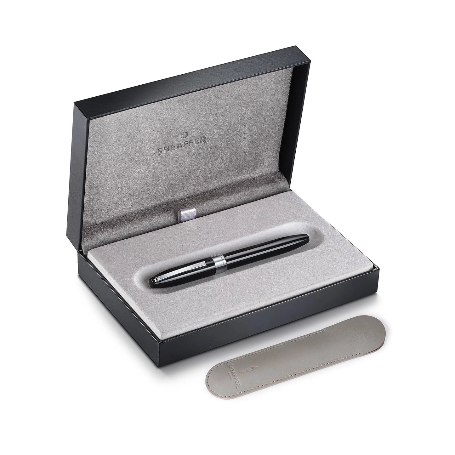 Sheaffer Legacy 9064 Glossy Black Inlaid Nib Fountain Pen with Chrome-Plated Trim