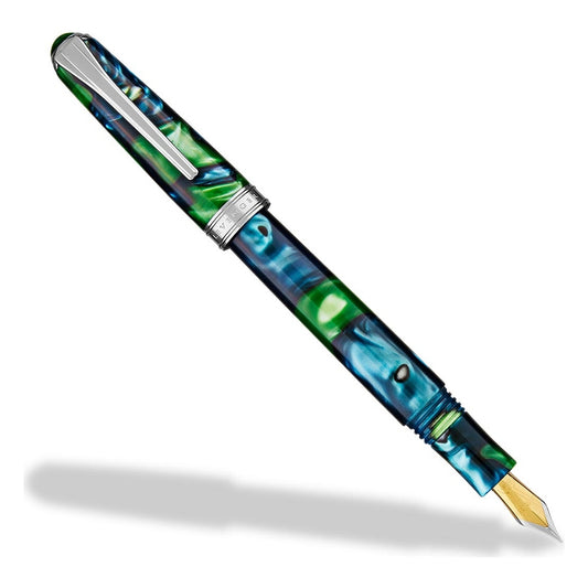 Levenger True Writer Classic Fountain Pen - Killarney — nib exposed, cap posted