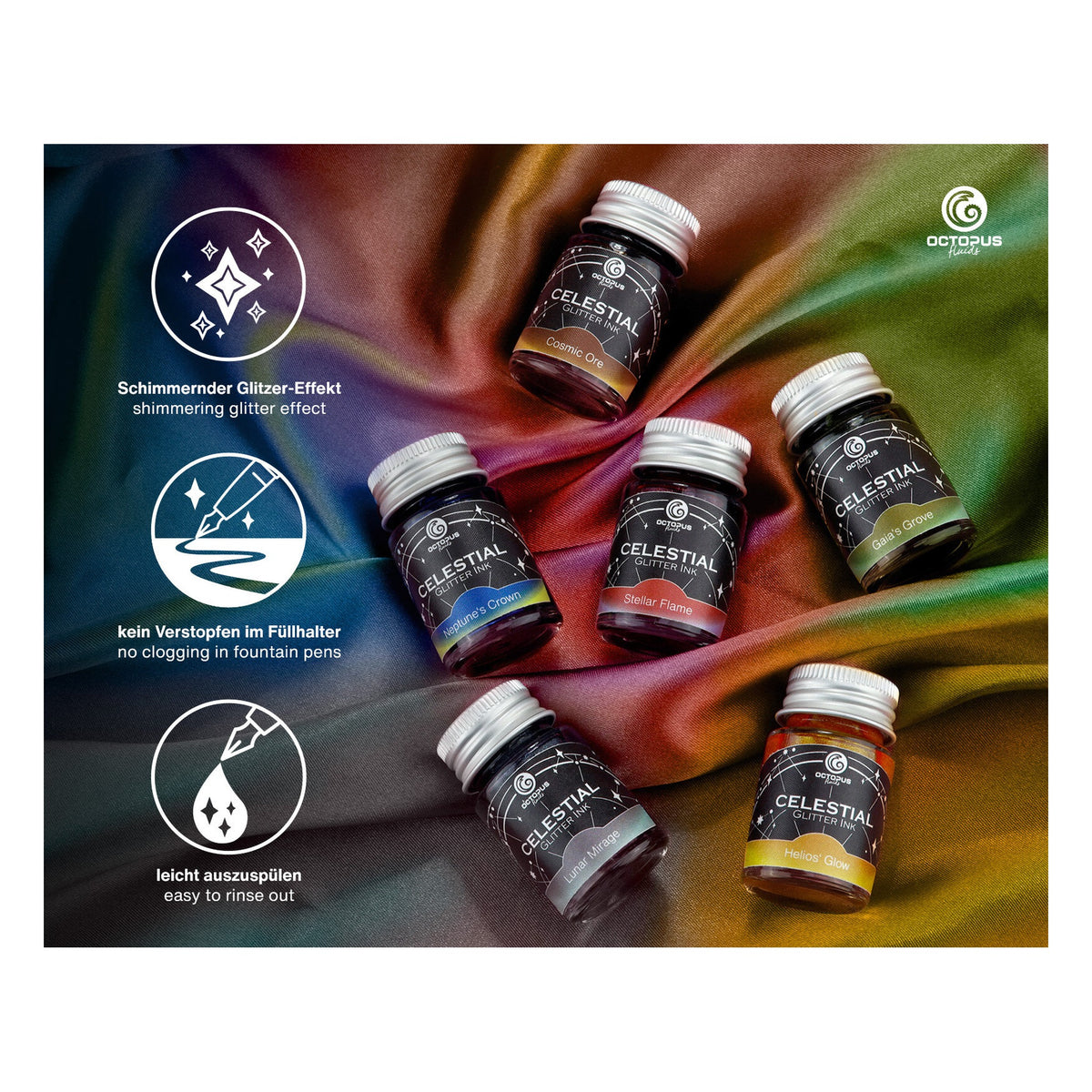 Octopus Celestial Shimmer Ink Sampler (6 × 10mL)