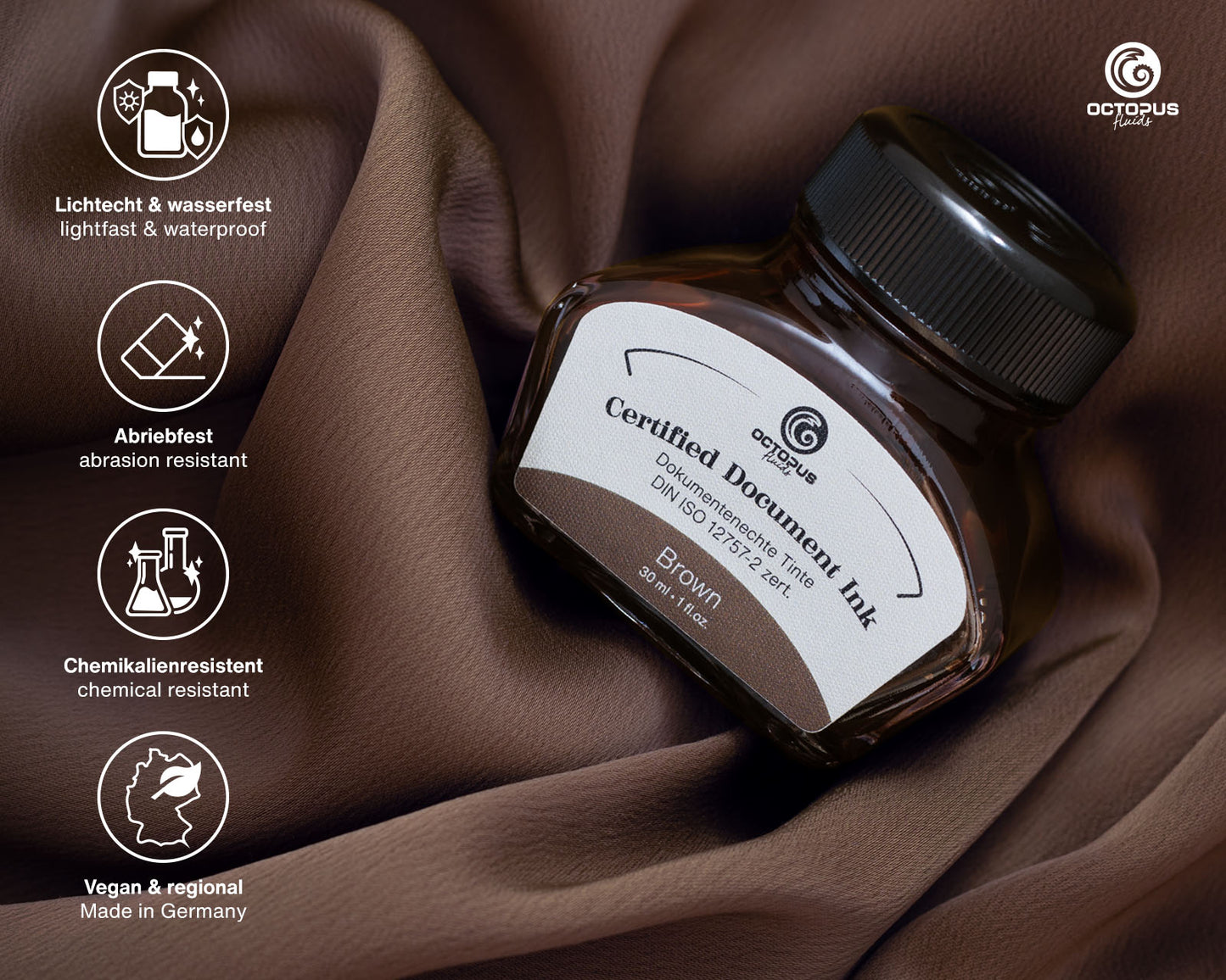 Octopus Fluids - Document Ink, Brown (30mL Bottle)