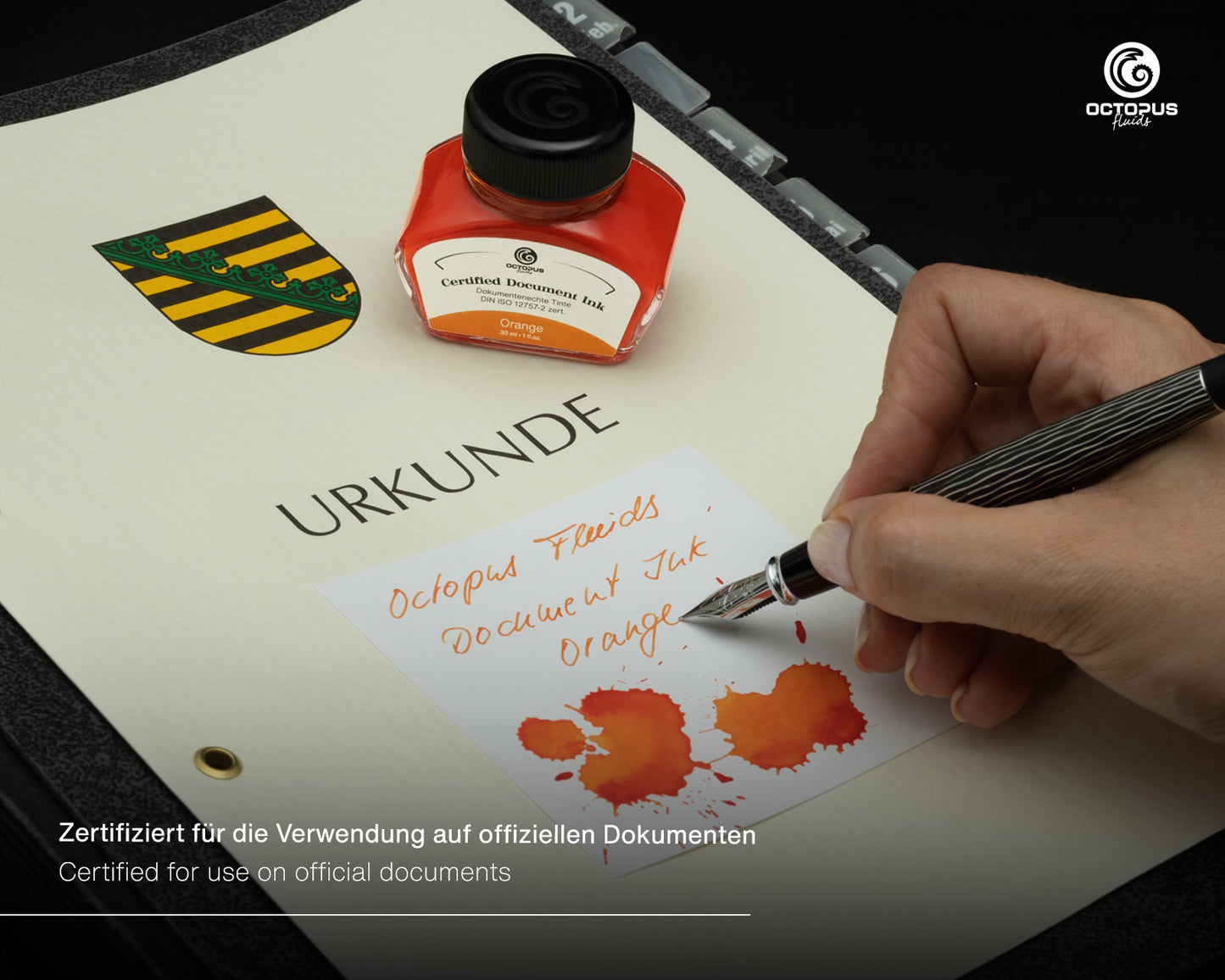 Octopus Fluids - Document Ink, Orange (30mL Bottle)