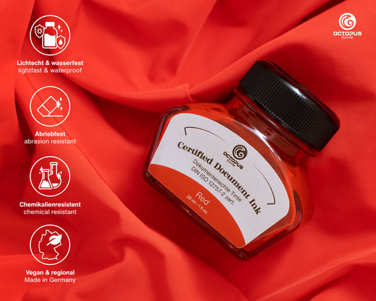 Octopus Fluids - Document Ink, Red (30mL Bottle)