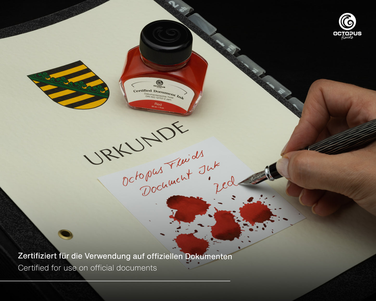 Octopus Fluids - Document Ink, Red (30mL Bottle)