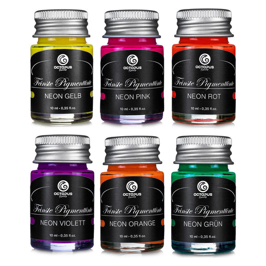 Octopus Fluids Neon Fountain Pen Ink Set (6 x 10mL)