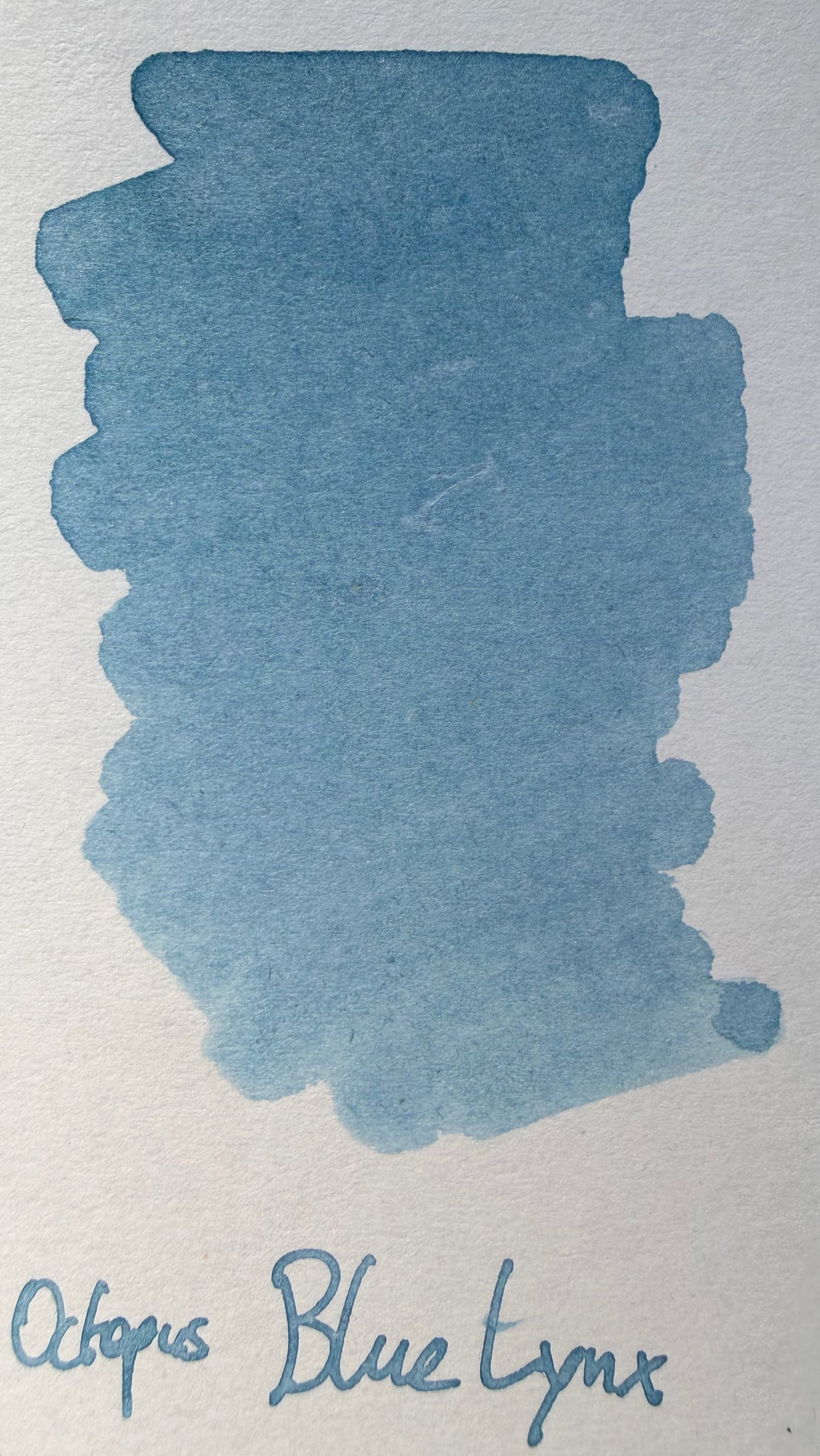 Octopus Write and Draw Blue Lynx: ink swatch with a handwritten label.