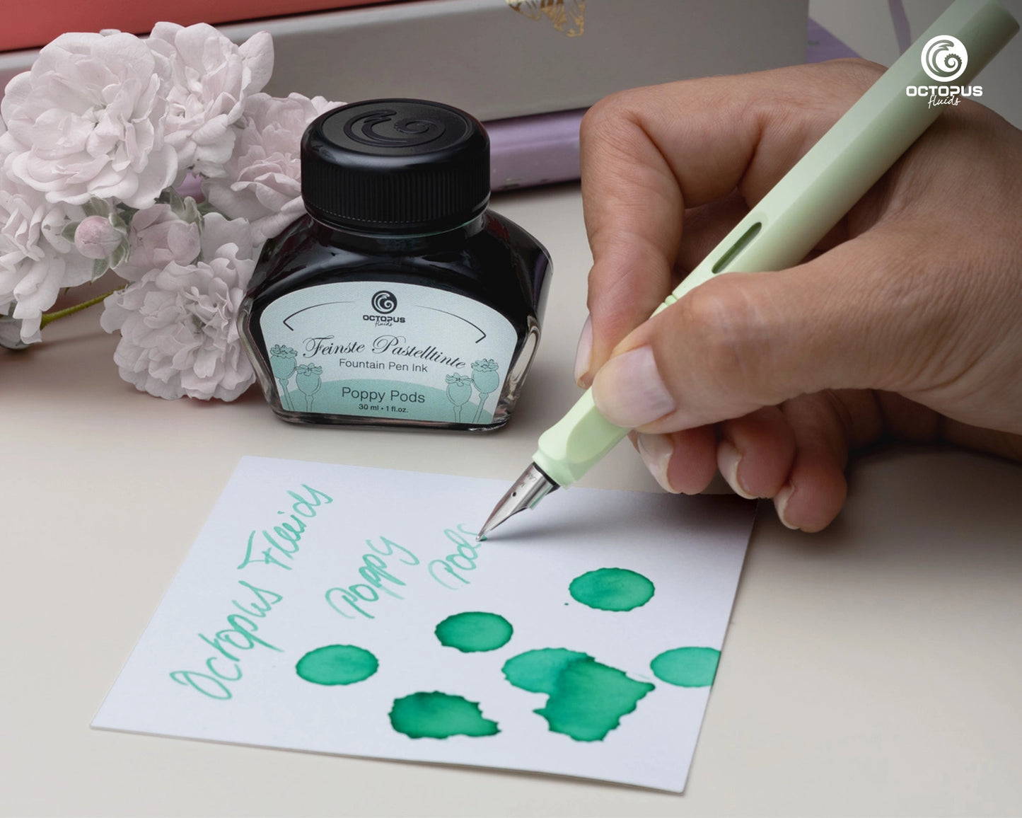 Octopus Pastel Ink - Poppy Pods Green