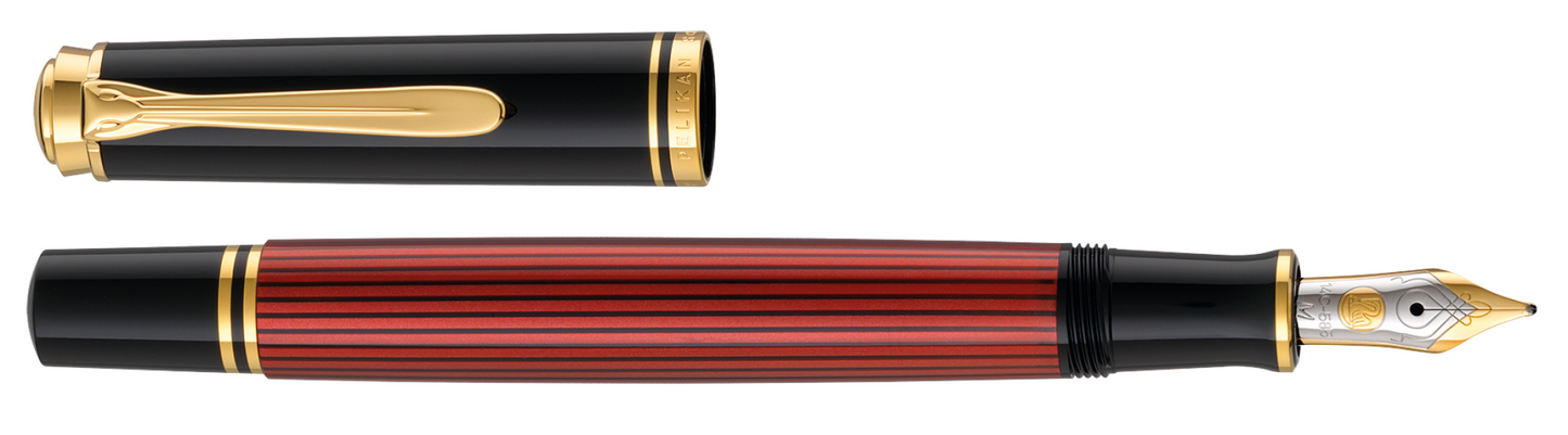 Pelikan M400 Souverän Fountain Pen - Black / Red