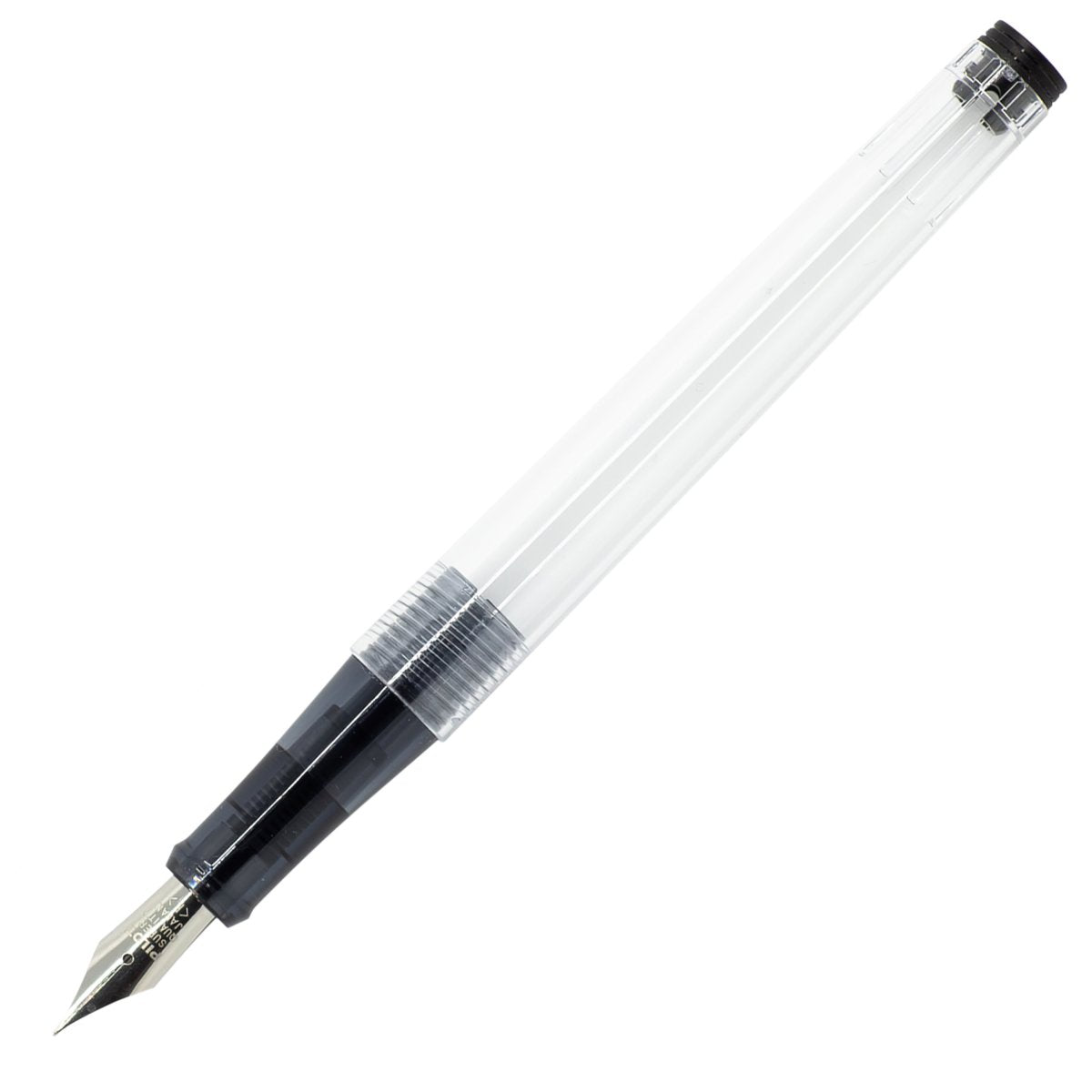 Pilot Explorer Fountain Pen - Clear — uncapped at an angle