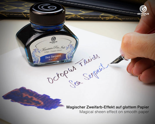 Octopus Ink Dye Regular (Dye-Based) Ink – Bottle and Plume