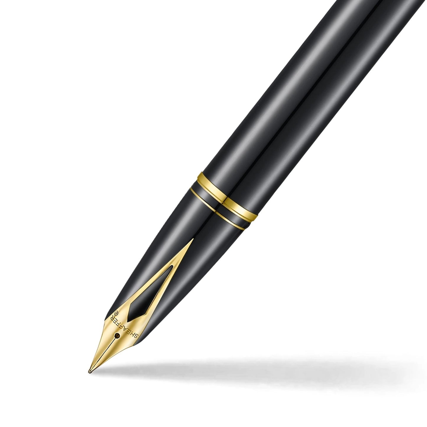 Sheaffer Legacy 9065 Glossy Black and Chrome Bi-Color Fountain Pen | 14k Pvd Gold-Plated Inlaid Nib and Trims