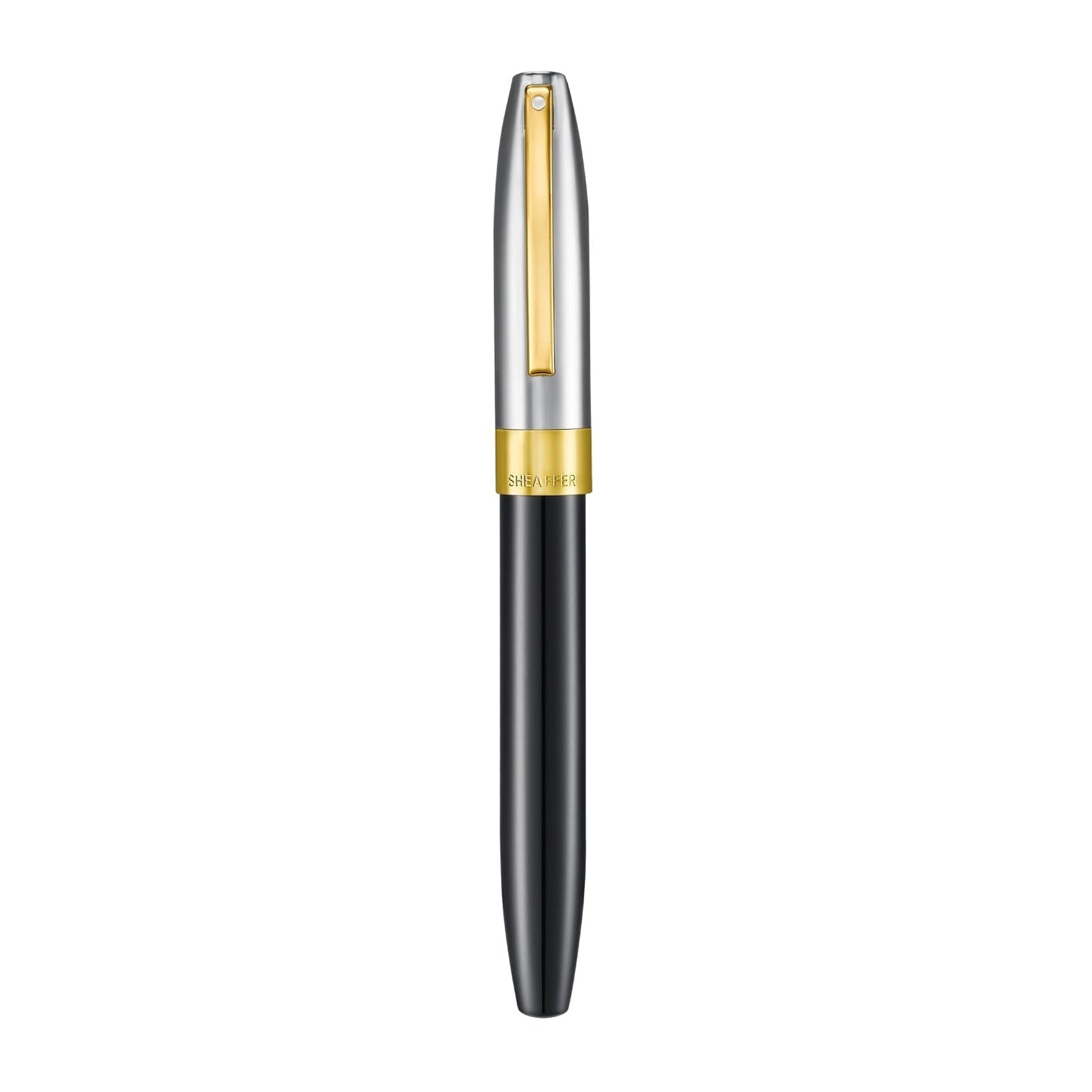 Sheaffer Legacy 9065 Glossy Black and Chrome Bi-Color Fountain Pen | 14k Pvd Gold-Plated Inlaid Nib and Trims