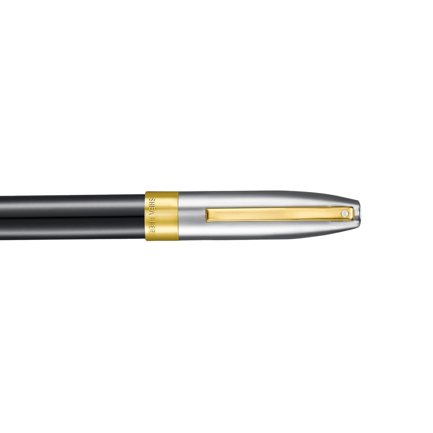 Sheaffer Legacy 9065 Glossy Black and Chrome Bi-Color Fountain Pen | 14k Pvd Gold-Plated Inlaid Nib and Trims