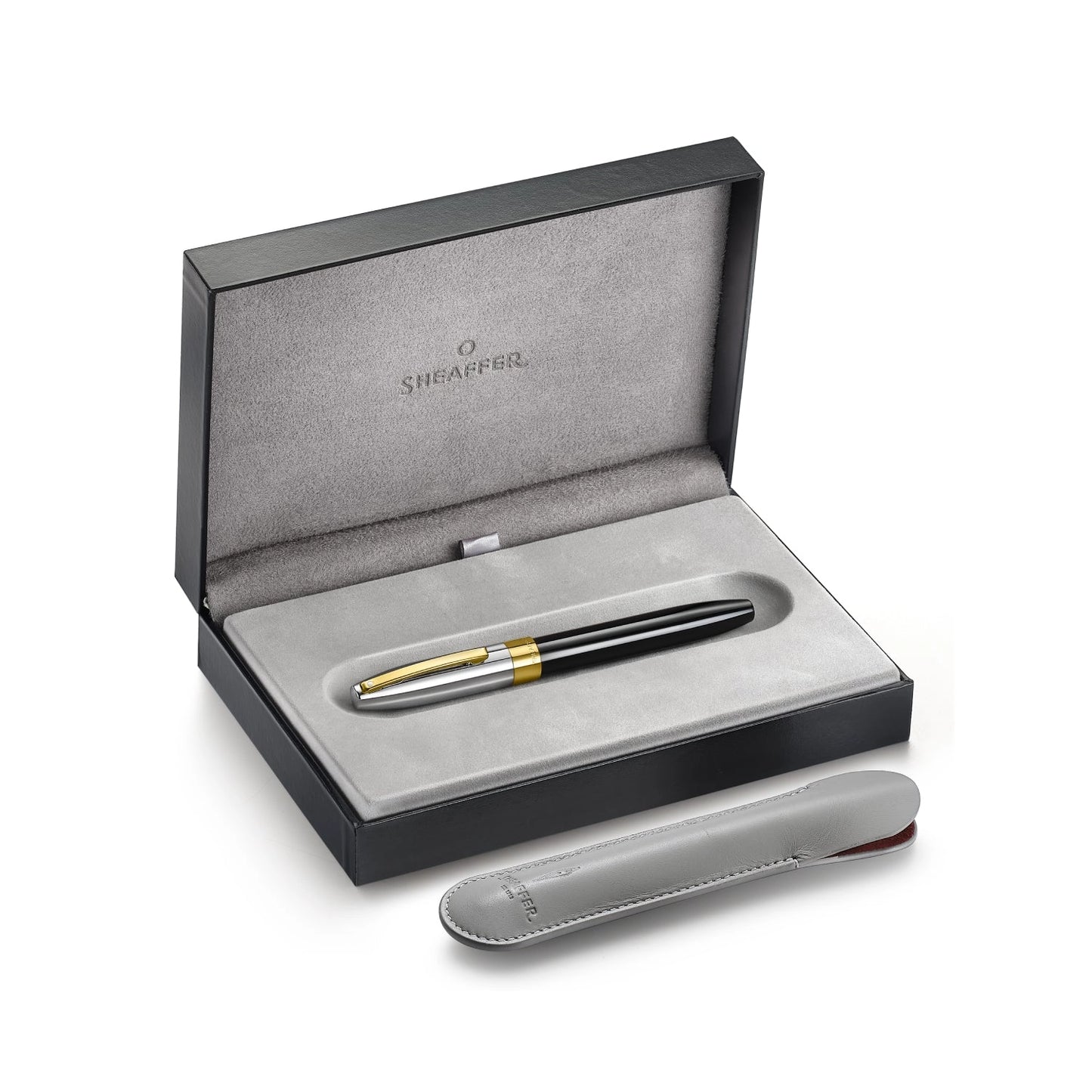 Sheaffer Legacy 9065 Glossy Black and Chrome Bi-Color Fountain Pen | 14k Pvd Gold-Plated Inlaid Nib and Trims