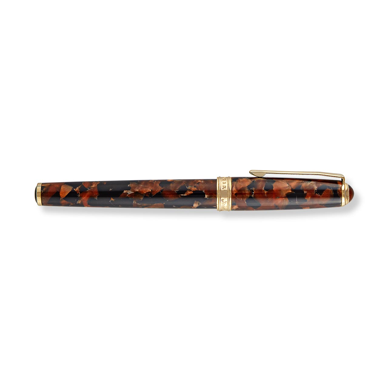 Levenger True Writer Classic Fountain Pen - Golden Dark Tortoise