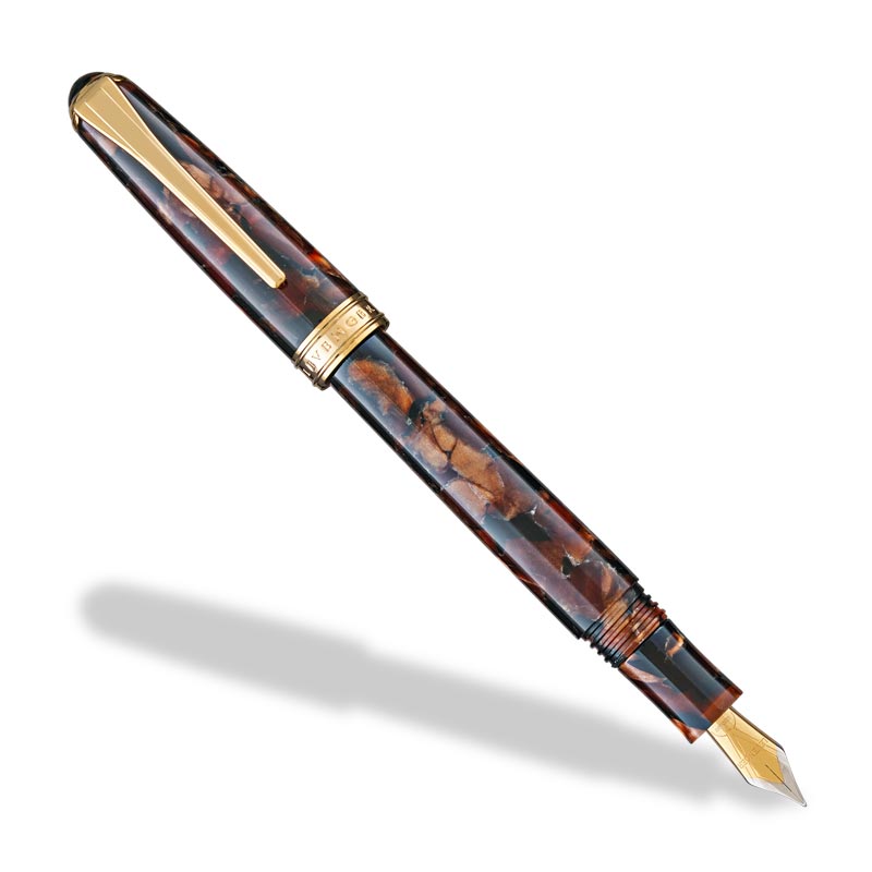 Levenger True Writer Classic Fountain Pen - Golden Dark Tortoise