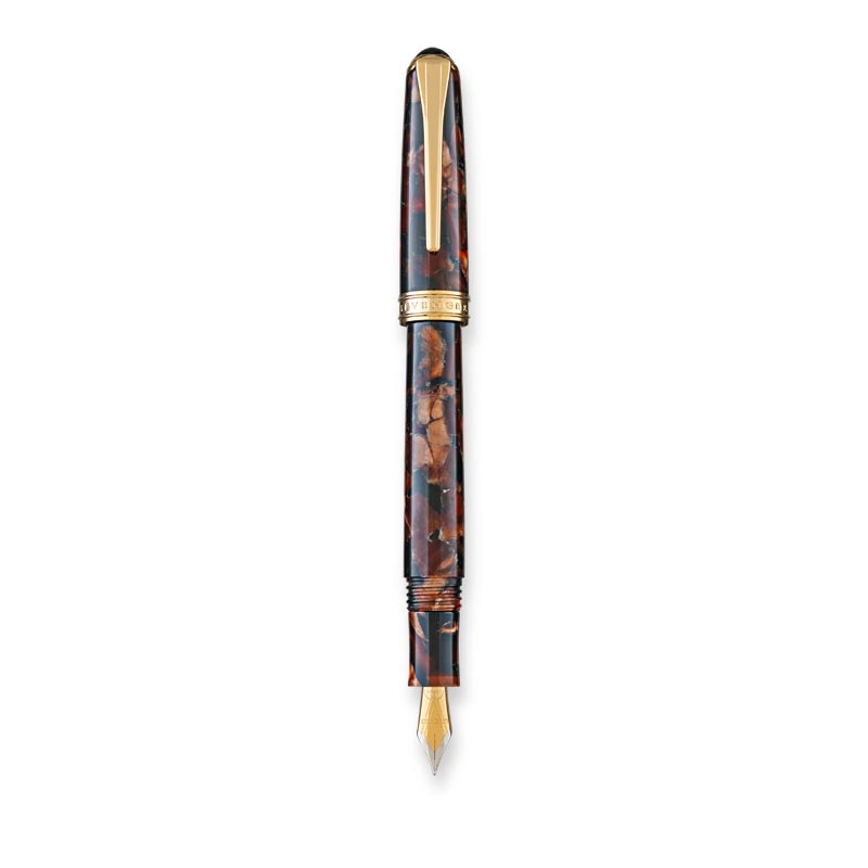 Levenger True Writer Classic Fountain Pen - Golden Dark Tortoise
