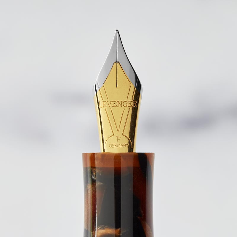 Levenger True Writer Classic Fountain Pen - Golden Dark Tortoise